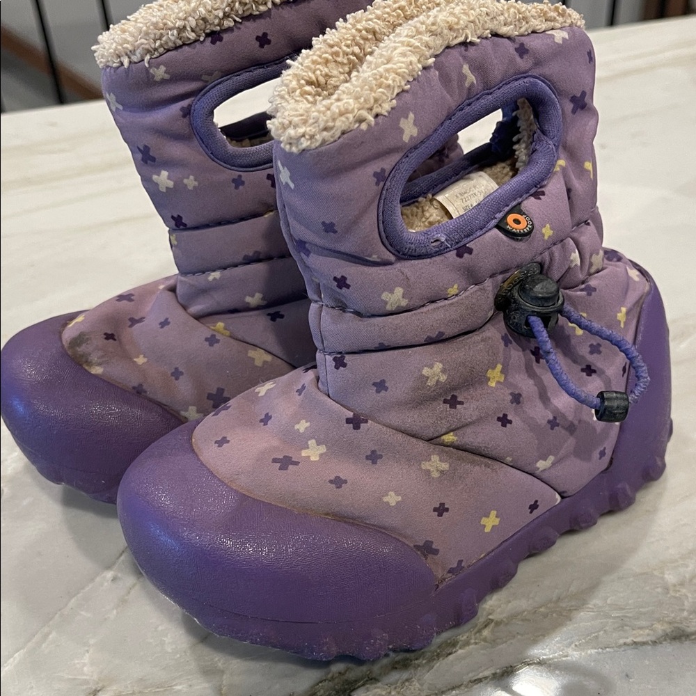 Bogs Purple Kids Snow Boots with Pattern